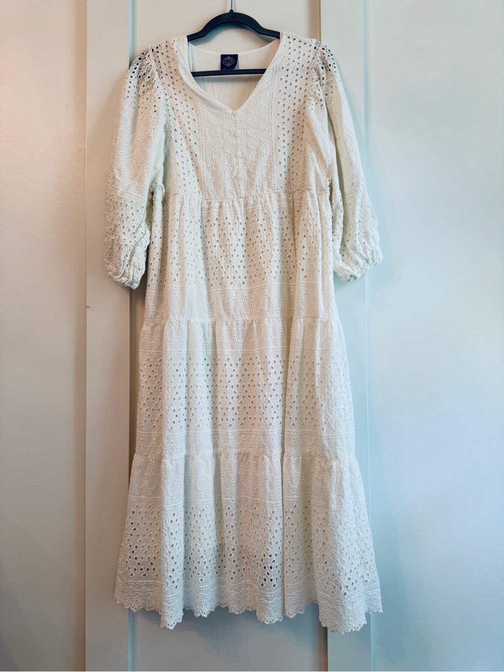 White Eyelet Tiered Maxi Dress